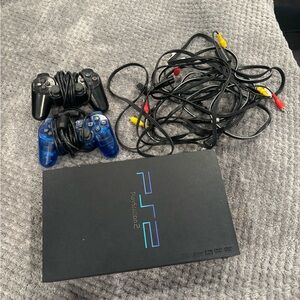 Sony PS2 SCPH-30001 Game Console - Black + 2 Controllers + Cables